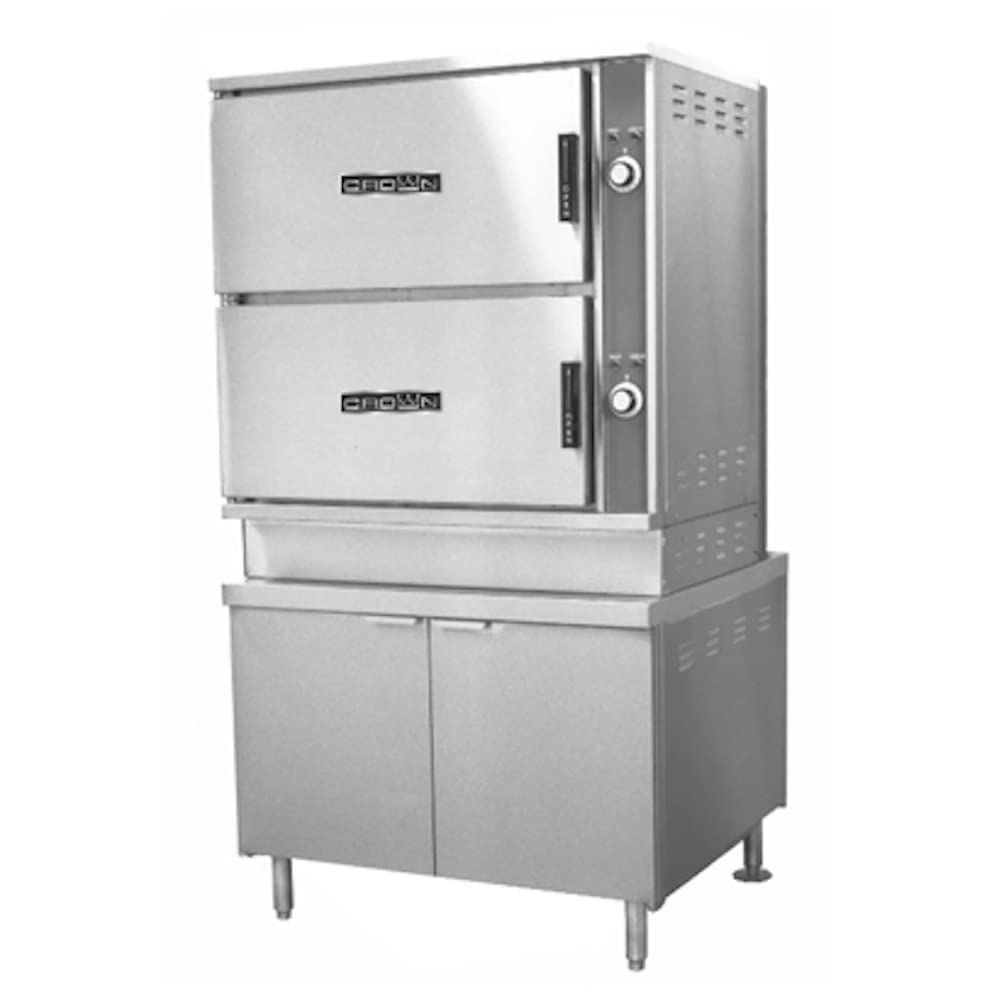Crown SCX-16 Steam Coil Convection Steamer with Two Compartments, (16) 12" x 20" Pan Capacity & 36" Cabinet Base