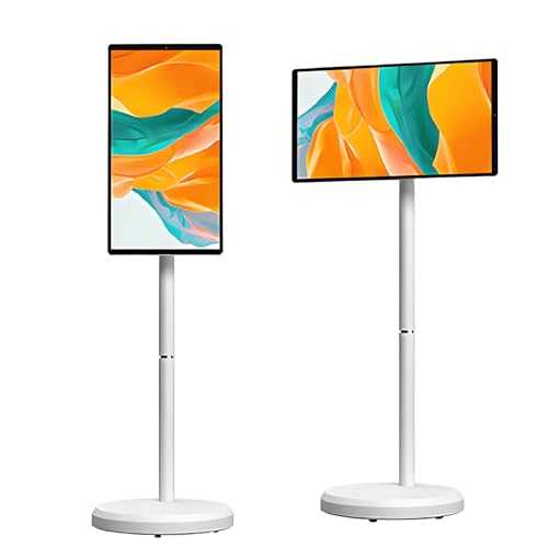 VsyPtyc Televisor Inteligente portátil con Ruedas de 21,5', 1080P FHD con Pantalla táctil giratoria, Android 12, Control por Voz, para Streaming y Trabajo 4+64G