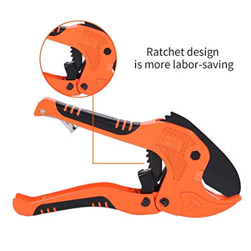 Ginzors Pvc Pipe Cutters - Ratcheting Hose & Tube Cutter, Cutting 1-1/2 Inch 2 Inch Pex, Ppr, Pvc Plastic Pipe, Suitable For Plumbers, Home Owner, Solar Company, Car Repair (63Mm - Max Out Diameter) #TOP1