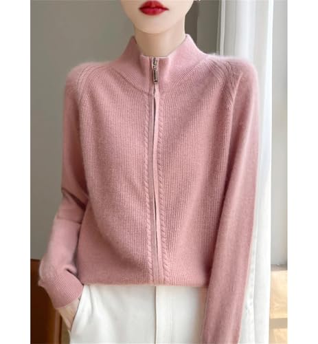 Women 100% Merino Wool Soft Sweater Cardigan Zipper Knitwear Long Sleeve Wool Sweater Female Tops4
