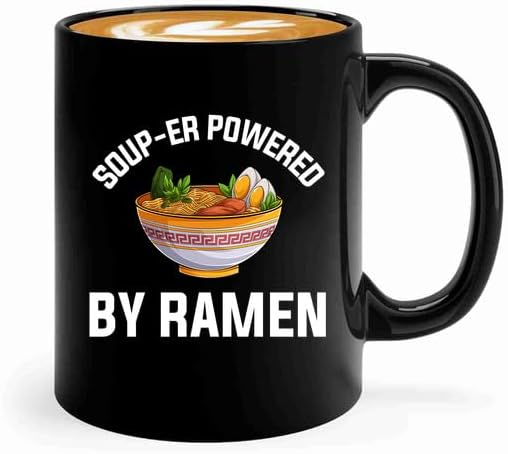 Ramen Coffee Mug 11oz Black -Powered by ramen - Food Lovers chicken pumpkin vegan pantry spicy noodles