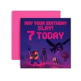 Célébrez le 7e anniversaire d'un fan de jeu avec cette carte de jeu Huxters avec une illustration cool de scène de jeu. Avec Steve et l'équipe Lava Chicken qui se battent et Enderman et Ender Drragon dans le royaume de la fin.