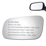 JZSUPER Side Mirror Glass fit VW 1999-2002 Cabrio 1999-2006 Golf 1999-2005 Jetta 1998-2004 Passat Dirve Left Side LH Flat, Including Adhesive