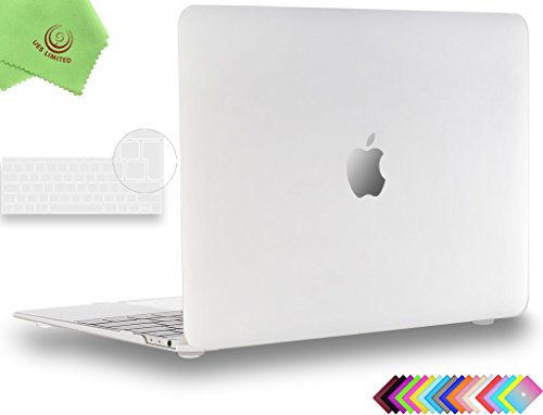 UESWILL 2in1 Smooth Touch Matte Hard Shell Case with EU/UK Version Silicone Keyboard Cover Compatible with MacBook 12 inch with Retina Display (Model: A1534) + Microfibre Cleaning Cloth, Clear