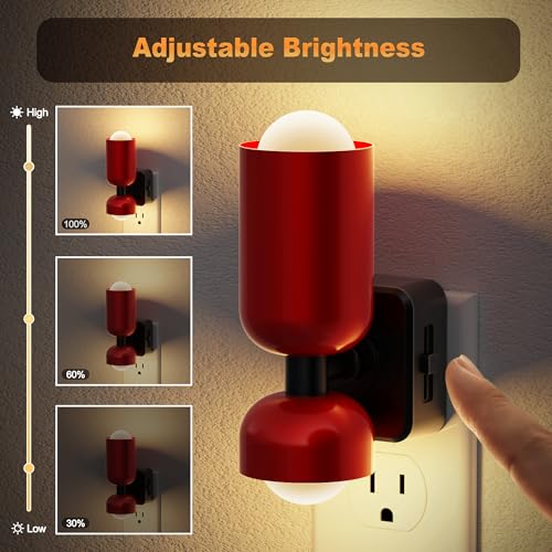 Image of JandCase Night Light, Night Lights Plug Into Wall, 3000K Warm White, 0-100LM Adjustable Brightness, Dusk to Dawn Sensor, 2 Pack Plug in Night Light for Bedroom, Stairway, Bathroom, Hallway