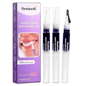 Purple Whitening Gels Pen 3 Packs, Purple Teeth Whitening Pens, Instant Teeth Whitening Paint Pens, Color Correcting for Tooth Stain Removal-0.3 FL OZ