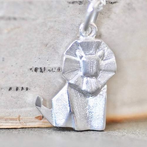 Origami Lion Necklace in Sterling Silver with 20" Chain - Image 3
