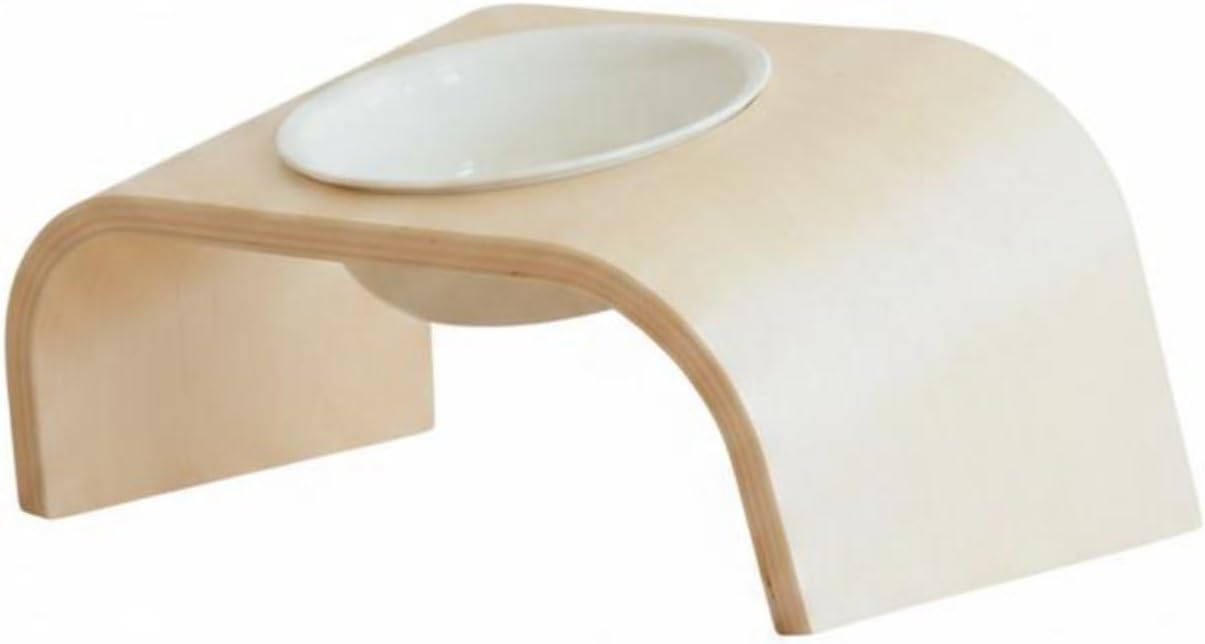 Tilted Wooden Pet Feeder Stand Modern Minimalist Ceramic Cat Bowl Stand Dishwasher Tilted Pet Bowl Holder for Small Dogs, Style to 4