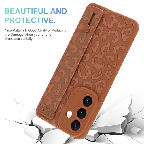 Image of Compatible with Samsung Galaxy S26 Case with Strap Wrist Brown