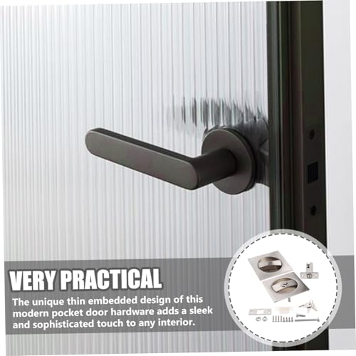 Housoutil 1Set Invisible Pocket Door Lock with Keys Modern Metal Hardware for Standard Doors Easy Installation and Sleek Design for Privacy Homes miniatura 7