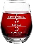 Don't Even Ask, Bad Day, Good Day - Funny Mothers Day Novelty for Women - 15 oz Stemless Wine Glass