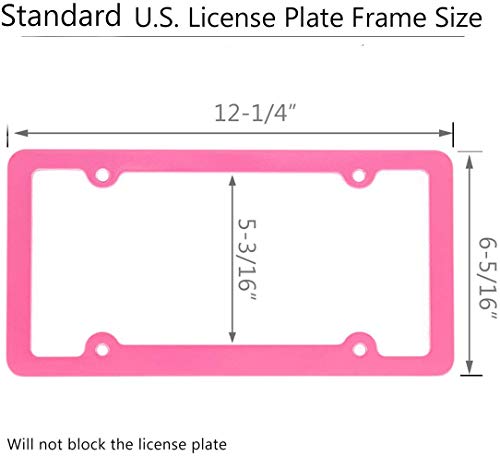 Xlsfpy Pink License Plate Frame, 2 Pcs License Plate Holder, Universal American Auto License Plate Frame Rust-Proof, Rattle-Proof, Weather-Proof #TOP1