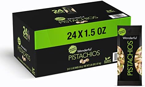 Wonderful Pistachios Roasted and Salted Pistachios,1.5 Ounce, Pack of 24.
