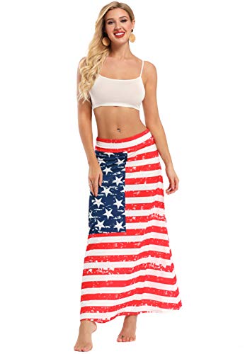 Yinggeli Women's Bohemian Print Long Maxi Skirt (N-Flower, Xxx-Large) #TOP2