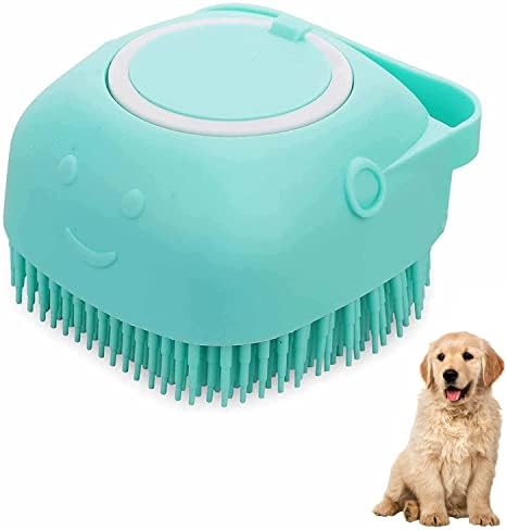 Dog Bath Brush Silicone Rubber Dog Grooming Brush Silicone Puppy Cat Grooming Cleaning for Short Long Haired Dogs and Cats Washing (Blue)