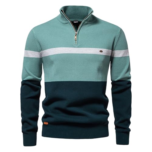 Muscularfit Mens Sweater Polo Long Sleeve Quarter Zip Color Block Lightweight Knitted Sweaters Causal Slim Fit Warm Pullover3