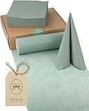 100%Mosel Tischdeko-Set – Eukalyptus Grün (25–50 Gäste) Tischläufer & Tissue Servietten für Taufe, Kommunion, Konfirmation, Hochzeit & Geburtstag – Praktisches Set für besondere Anlässe