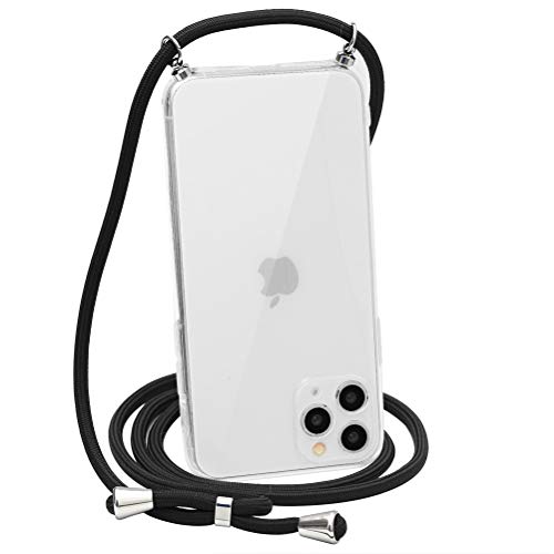 Yoedge Compatible with iPhone 7plus /8plus Case with Cord Lanyard Strap,Transparent TPU Soft Case Necklace Phone Cover with Cord Lanyard Adjustable Length Phone Chain/Neck Strap- Black