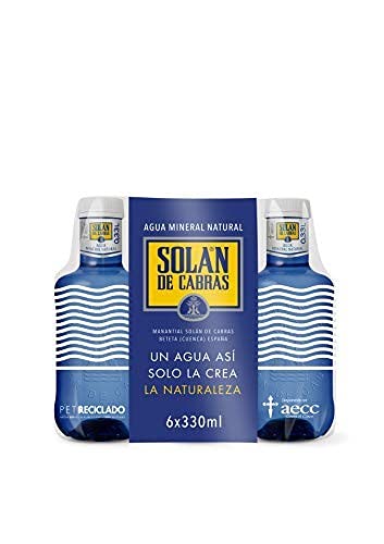 Solán de Cabras, Pack 6 Botellas x 33cl, Agua Mineral Natural Sin Gas, Baja en Sodio