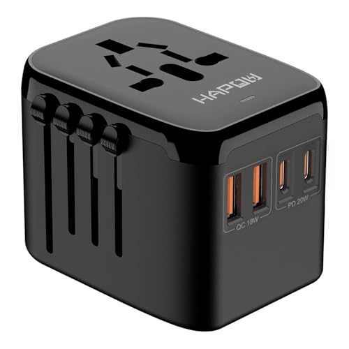 HAPOW Universal Travel Adapter, PD20W International Power Adapter, 2 USB-C & 2...