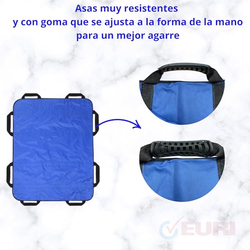 EURI Gleitmatte für Patienten | Transferdecke für ältere Menschen, eingeschränkte Mobilität und Schuppen | Positionierkissen | 8 Griffe 120 x 100 cm