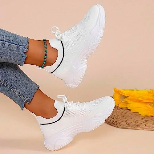 Damesschoenen met dikke zool en afgeronde neus met modieuze veters, kleine  witte schoenen met dikke zool, sportschoenen zonder veters, Wit, 38 EU :  Amazon.nl: Kleding, schoenen \u0026 sieraden
