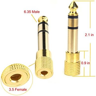 Devinal Professional 6.35mm 1/4 inch Plug to 3.5mm 1/8 inch Jack Gold Plated TRS AUX Stereo Audio Headphone Jack Adapter Converter Connector(2 Pack)