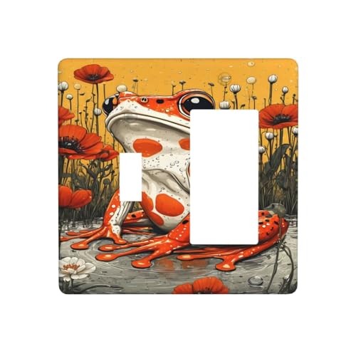 Decorative Outlet Covers Big Orange Frog Red Floral Wildflower 2 Gang 1 Gang Wall Plate Cover Single Toggle Rocker Combo Light Switch Cover Plate Face Plate