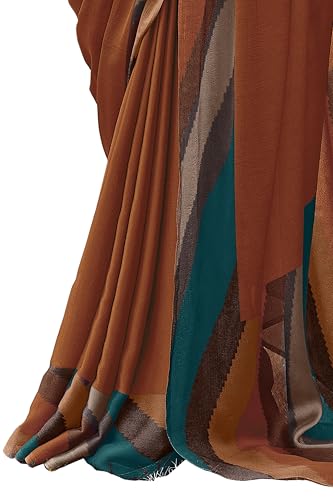 Image of MIRCHI FASHION Women Saree Chiffon Chintz Motif | Breathable Lightweight Border Pallu Printed Sari for Office and Daily Use (Available in 15 designs)
