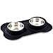 No Spill Dog Bowls - Non Skid Sturdy Unbreakable Removable Stainless Steel Bowl Set With Silicone Mat - 12 oz Feeding Station for Indoor & Outdoor Use - Perfect for Cats Dogs and Other Pets