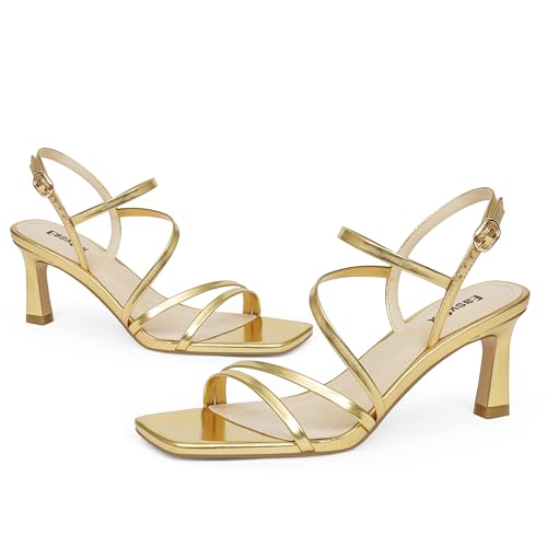 Strappy Heels for Women Square Open Toe 7cm/2.76" Heels Dressy Heeled Sandals4