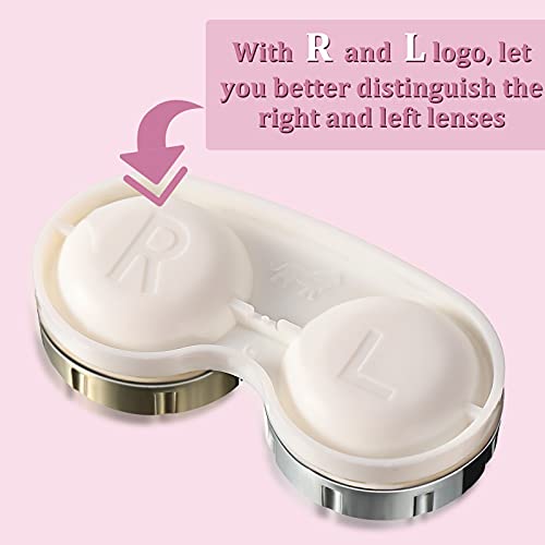 2 Pièces Mini Étui de Lentilles de Contact de Voyage avec Miroir Conteneur de Lentilles de Contact Portable Kit de Voyage Étui à Lentilles de Contact Simple avec Capuchons L et R Rose et Or - Image 4