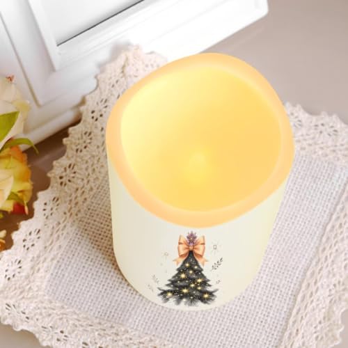 Image of Christmas Electric Flameless Candles Set of 4 | Christmas Tree Pattern, Flameless Candle Set with Timer, Battery Operated, Fake Candles for Living Room, Table Centerpieces