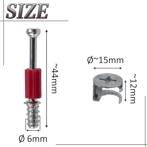 AERZETIX - C65852 - Lot de 10 ferrures d'assemblage à excentrique encastrée + 10 goujon Ø6x44 mm - pour panneau de 16 mm - en acier - menuisier ébéniste meuble bois MDF mélaminé placard tourillons – vue 4