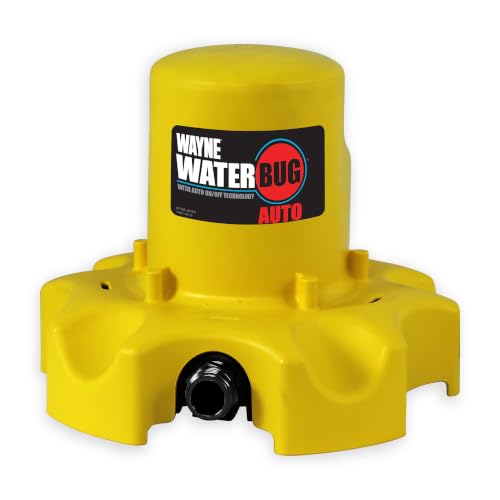 Image of WAYNE - WaterBUG AUTO 1 /4 HP 1900 GPH Auto On /Off Submersible Pump with Multi-Flo Technology - Water Removal and Transfer Pump, Yellow | Auto On /Off Switch, Drains to 1 /2 inch Surface, 23 ft. Max Head, Debris-Filtering Strainer, Fits Standard Garden Hose