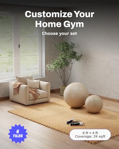 Image of AIRHOP 0.56in Thick 24 Sq Ft Exercise Equipment Mats, 6 Tiles Upgraded Rubber Top with High Density EVA Foam, Large Interlocking Puzzle Gym Flooring for Home Gym, Heavy Weight Workout, 24 x 24in