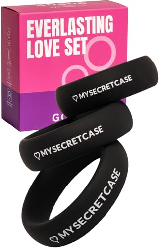 MySecretCase Set de 3 Anillos Pene - Anillo Peniano Retardante Ereccion, Cock Ring Hombre Testiculo, Cockring Hombres Testiculos Silicone, Retardantes Erección Silicona Pareja(Negro)