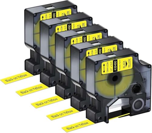 12mm�t���L�V�u���i�C�������x��3?10pk 18488 18489 18490 18491 3000 4200 5200���x�����[�J�[�̃e�[�v(5PK Black on Yellow)