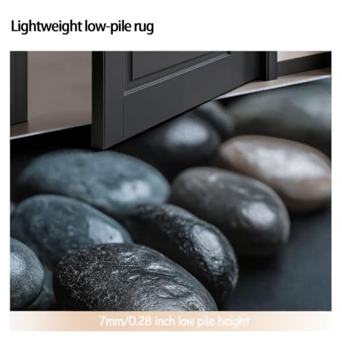Natural Scenery Round Area Rug 7ft, Dark Pebble Ore Washable Dark Grey Circle Rug for Bedroom, Low-Pile Soft Round Carpet for Living Room, Ideal for High Traffic Areas in Entryway - Image 4