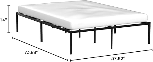 Miniatura 2 de Linenspa Marco de cama de plataforma de metal resistente, no necesita somier, almacenamiento debajo de la cama, montaje simple sin herramientas, 14