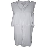 NY Collection Women's Blouse With Cold Shoulder Ruffle Overlay White XLarge