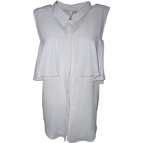 Ny Collection Women's Blouse With Cold Shoulder Ruffle Overlay White Xlarge #TOP23