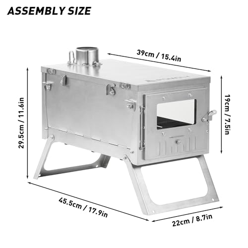 POMOLY Camping Wood Stove Hot Tent Stove, Ti 0.6 Portable Lightweight Titanium Stove for Hiking, Cooking (Stove Pipe 9.84ft / 3m) by POMOLY - Image 4
