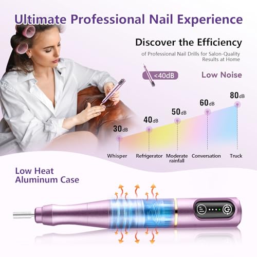 TUOBEO Cordless Nail Drill Electric Nail File Kit Rechargeable Professional Efile Nail Set, Portable Acrylic Gel Nail Polish Remover Machine Pedicure Manicure Tool, 11 Bits 56 Sanding Bands Salon Home - Image 6