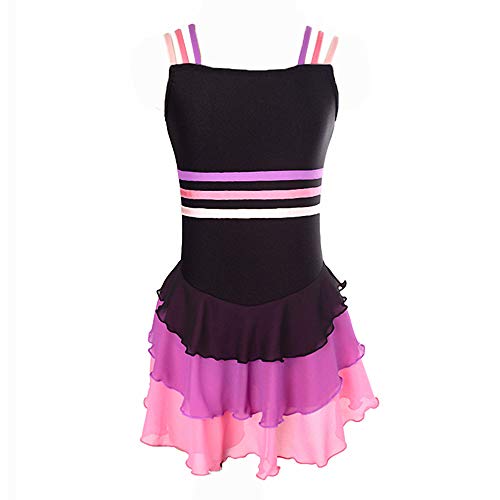 LIUHUO Vestido de patinação no gelo roxo sem mangas para meninas fantasias de dança ginástica collan