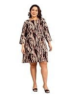 The Pink Moon Women's Knee Length Plus Size Sheath Satin Chiffon Printed Dress - (DRS_Desert_Zeb_Beige_4XL)