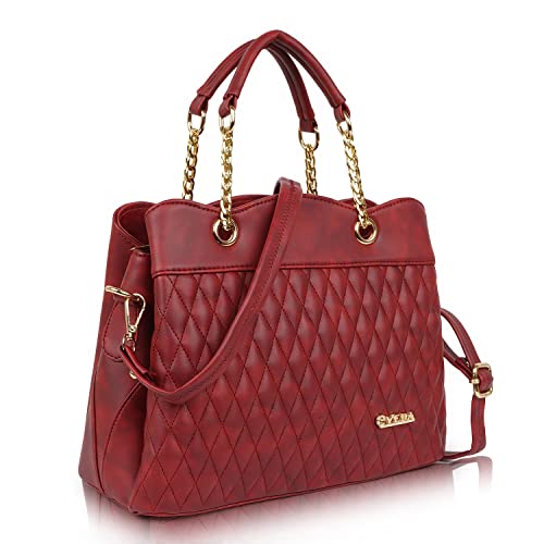 Image of EVEDA Synthetic Vegan Leather Classic Chain Strap Top Handle Handheld Shoulder Crossbody Water Resistant Handbag For Women