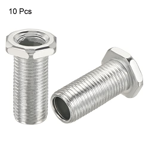 Image of MECCANIXITY Hex Bolt Screw 25mm Long M10 Thread Pipe Hexagon Countersunk Flat Head for Chandelier, Galvanized Iron Pack of 10