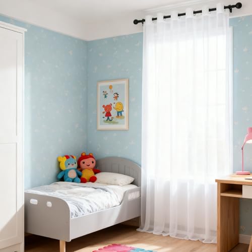 Visillos blancos traslúcidos de 245x65 cm con ojal para el salón 2