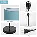 HAITRAL Modern Table Lamp, Simple Desk Lamp with Fabric Shade, Pull Chain Switch Stick Lamp for Bedroom, Living Room, Office Den, Dark Blue